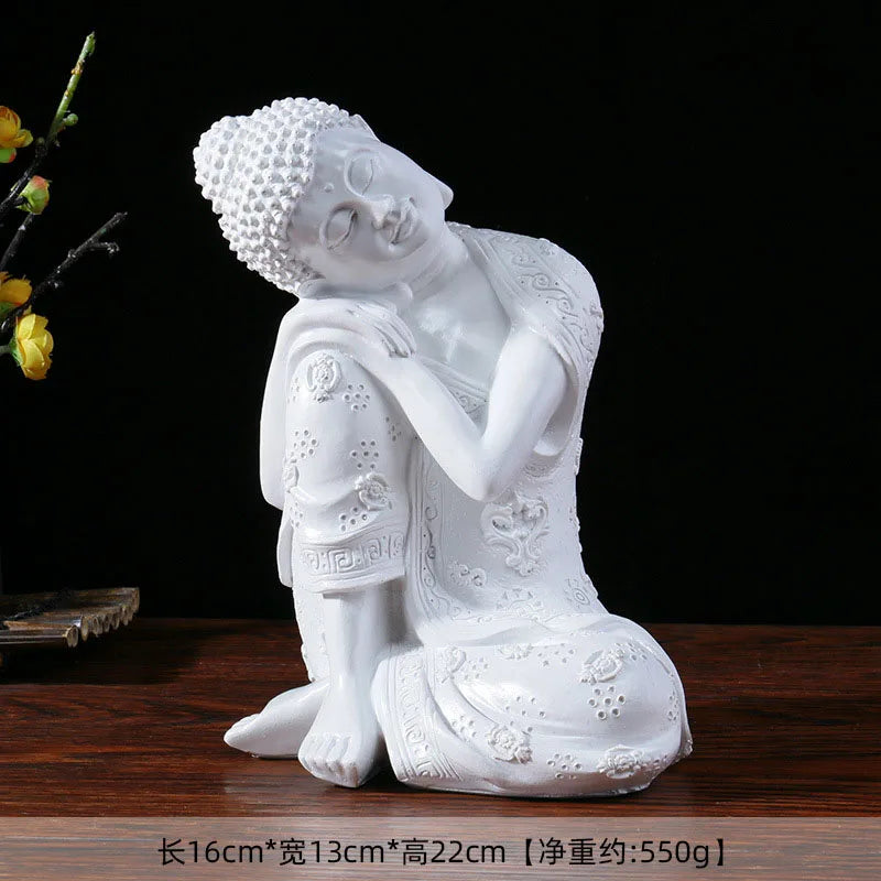 Southeast Asian Sleeping Sitting Buddha Statue Resin Crafts Thailand Hindu Fengshui Zen Garden Office Home Decoration Meditation