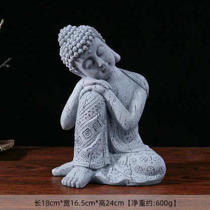 Southeast Asian Sleeping Sitting Buddha Statue Resin Crafts Thailand Hindu Fengshui Zen Garden Office Home Decoration Meditation
