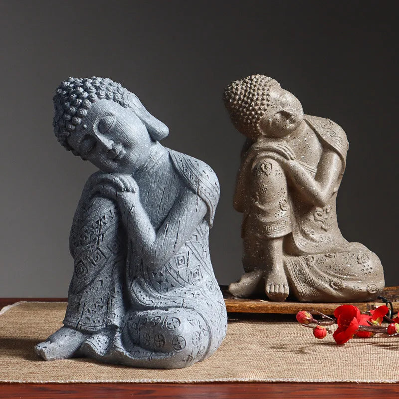 Southeast Asian Sleeping Sitting Buddha Statue Resin Crafts Thailand Hindu Fengshui Zen Garden Office Home Decoration Meditation