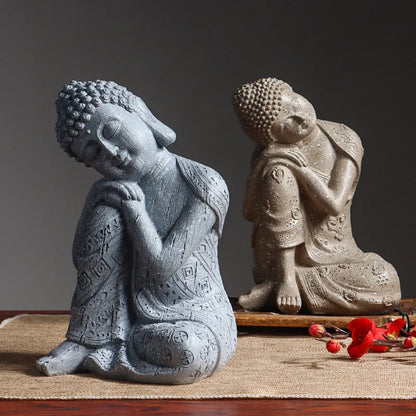 Southeast Asian Sleeping Sitting Buddha Statue Resin Crafts Thailand Hindu Fengshui Zen Garden Office Home Decoration Meditation