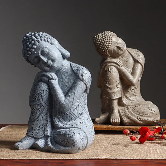 Southeast Asian Sleeping Sitting Buddha Statue Resin Crafts Thailand Hindu Fengshui Zen Garden Office Home Decoration Meditation