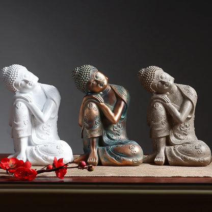 Southeast Asian Sleeping Sitting Buddha Statue Resin Crafts Thailand Hindu Fengshui Zen Garden Office Home Decoration Meditation