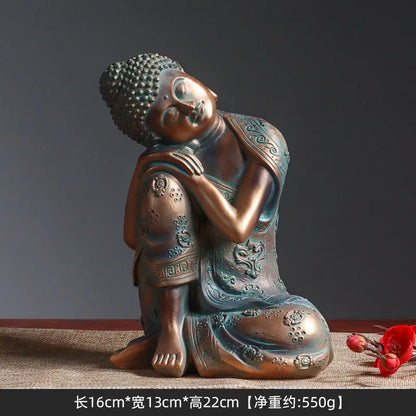 Southeast Asian Sleeping Sitting Buddha Statue Resin Crafts Thailand Hindu Fengshui Zen Garden Office Home Decoration Meditation