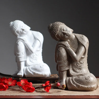 Southeast Asian Sleeping Sitting Buddha Statue Resin Crafts Thailand Hindu Fengshui Zen Garden Office Home Decoration Meditation