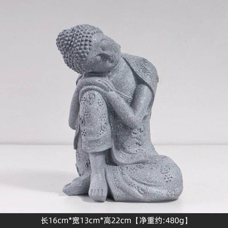 Southeast Asian Sleeping Sitting Buddha Statue Resin Crafts Thailand Hindu Fengshui Zen Garden Office Home Decoration Meditation