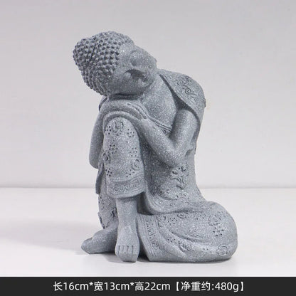 Southeast Asian Sleeping Sitting Buddha Statue Resin Crafts Thailand Hindu Fengshui Zen Garden Office Home Decoration Meditation
