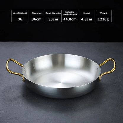 Spanish Seafood Rice Pot Double ear golden frying pan Pasta dish Round steak plate panelas olla Stainless steel dry pot utensils