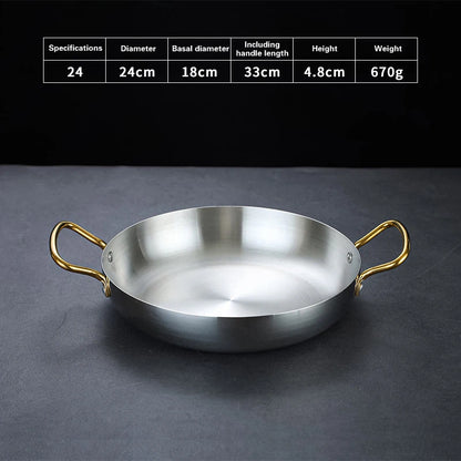 Spanish Seafood Rice Pot Double ear golden frying pan Pasta dish Round steak plate panelas olla Stainless steel dry pot utensils