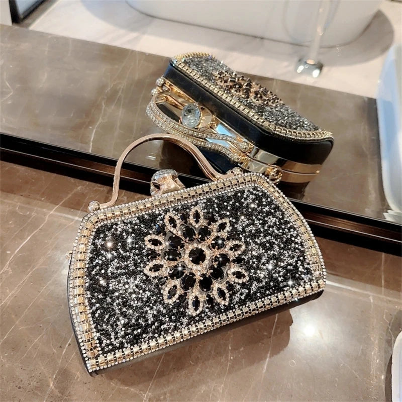 Sparkling Bag Wedding Party Formal Evening Bag for Women Girl Banquet Crossbody Shoulder Bags Cocktail Clutch