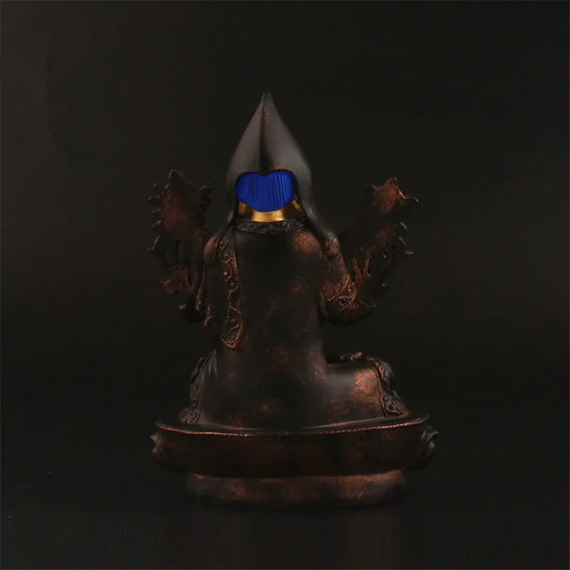 Special Design Gold Tsongkhapa Figurine Statue Three Tailsman Treasured Buddhsit Glass Steel Titetan Supplies Buddha Sculpture