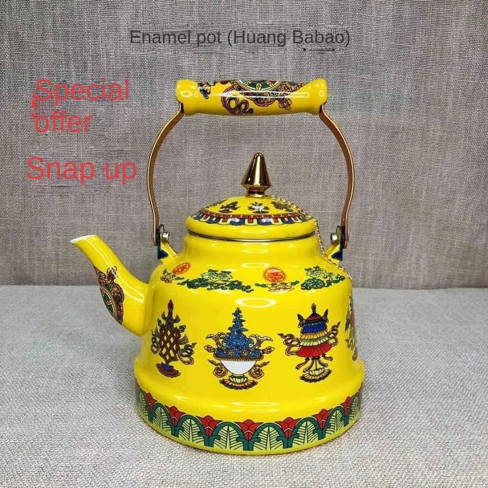 Special Enamel Teapot Mongolian Milk Teapot Eight Treasure Butter Teapot Special Gift Hotel