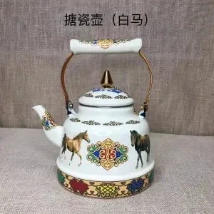 Special Enamel Teapot Mongolian Milk Teapot Eight Treasure Butter Teapot Special Gift Hotel