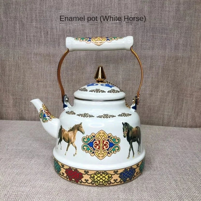 Special Enamel Teapot Mongolian Milk Teapot Eight Treasure Butter Teapot Special Gift Hotel