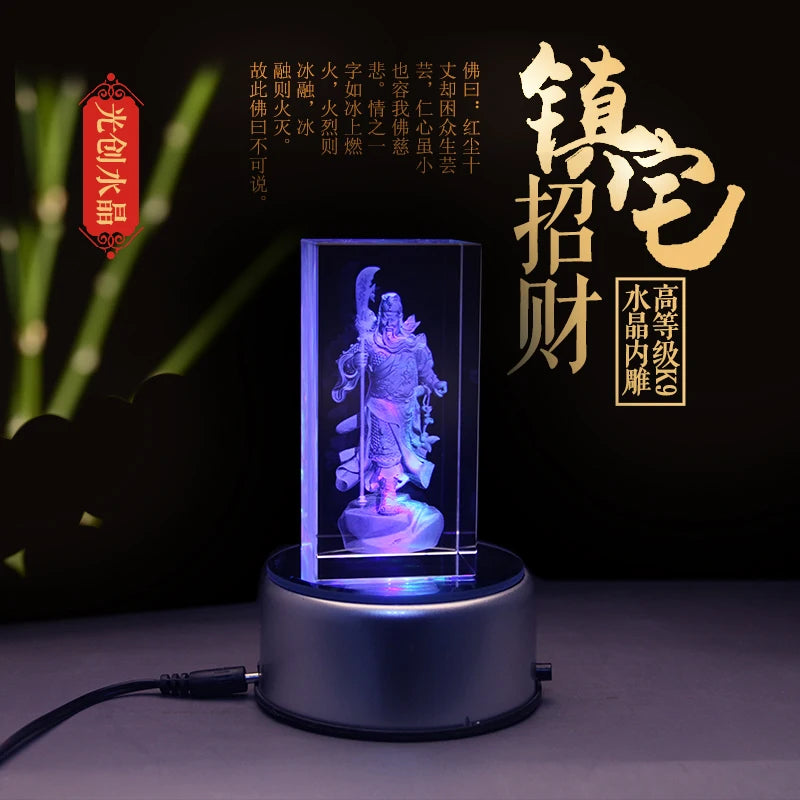 Special Offer 15CM LARGE  HOME shop office company business 3D crystal God of Wealth Guan Gong Fortune Talisman statue