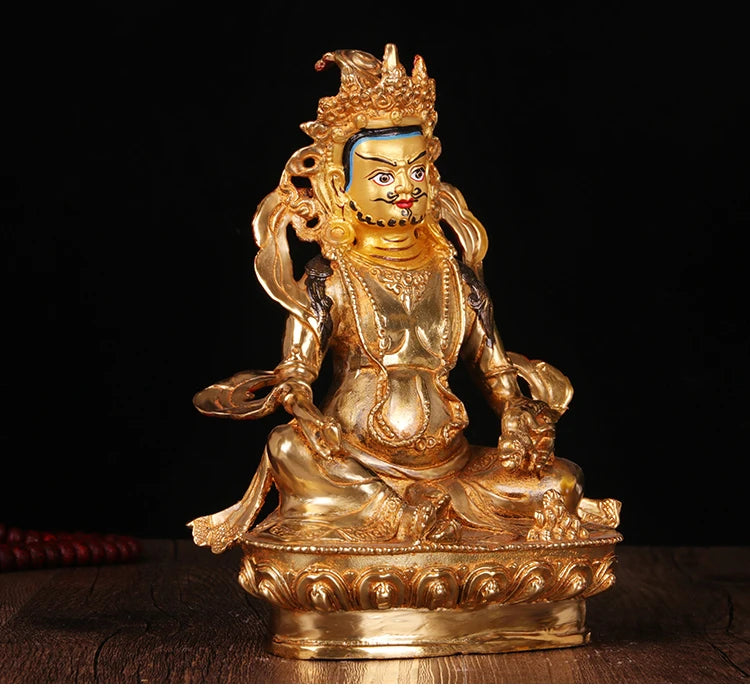 Special Offer 20CM HOME family  Talisman # Buddhism full Gilding Gold-plated Yellow Jambhala Zambala Buddha statue