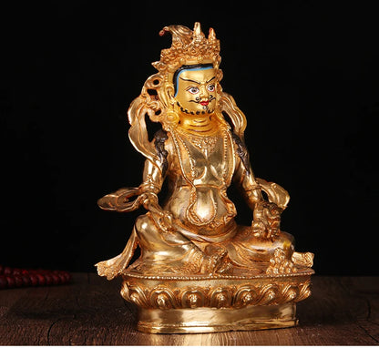 Special Offer 20CM HOME family  Talisman # Buddhism full Gilding Gold-plated Yellow Jambhala Zambala Buddha statue