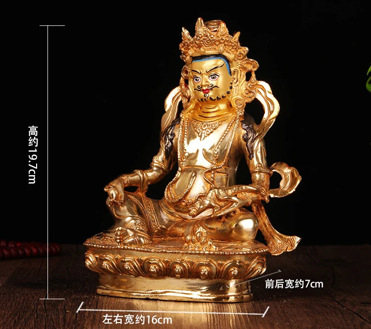 Special Offer 20CM HOME family  Talisman # Buddhism full Gilding Gold-plated Yellow Jambhala Zambala Buddha statue