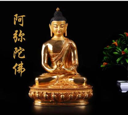 Special Offer 20CM HOME family efficacious Talisman Buddhism full Gilding Gold-plated Amitabha Buddha statue hot sale