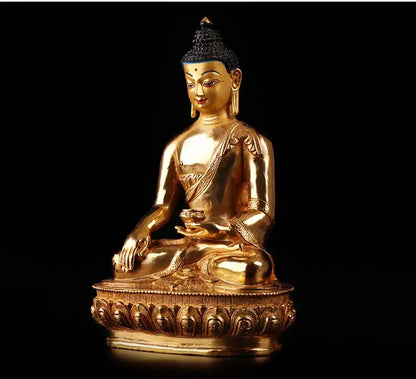 Special Offer 20CM HOME family efficacious Talisman # Buddhism full Gilding Gold-plated Shakyamuni Buddha statue-