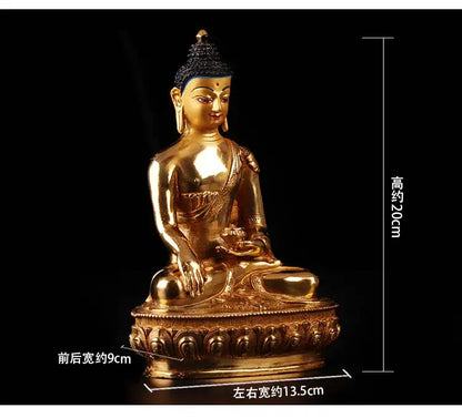 Special Offer 20CM HOME family efficacious Talisman # Buddhism full Gilding Gold-plated Shakyamuni Buddha statue-