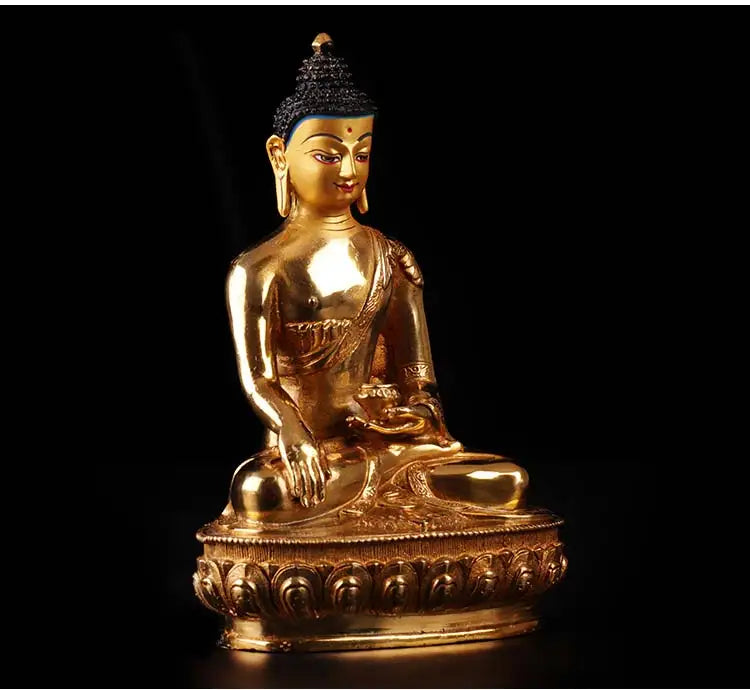 Special Offer 20CM HOME family efficacious Talisman # Buddhism full Gilding Gold-plated Shakyamuni Buddha statue-