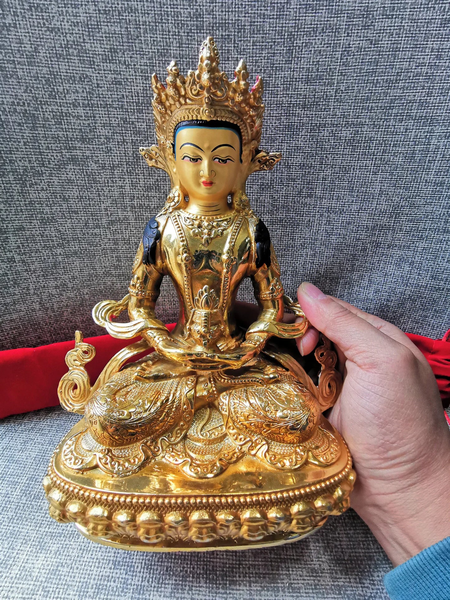 Special Offer # Buddhism Aisa Tibet HOME family gilded copper Amitayus Buddha GUAN YIN Buddha statue safe health good luck