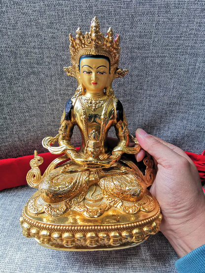 Special Offer # Buddhism Aisa Tibet HOME family gilded copper Amitayus Buddha GUAN YIN Buddha statue safe health good luck