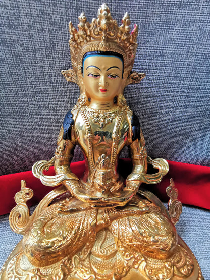 Special Offer # Buddhism Aisa Tibet HOME family gilded copper Amitayus Buddha GUAN YIN Buddha statue safe health good luck