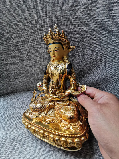Special Offer # Buddhism Aisa Tibet HOME family gilded copper Amitayus Buddha GUAN YIN Buddha statue safe health good luck