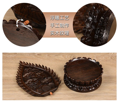 Special Offer - HOME Temple Buddhist talisman Worship the Buddha statue + ebony wood Lotus flower Tantra Base  19CM TALL
