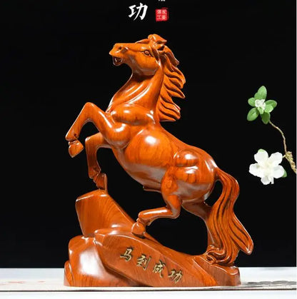 Special Offer-HOME family Business effective mascot # Handmade Yellow pear wood carving Good luck horse to Success statue-20CM