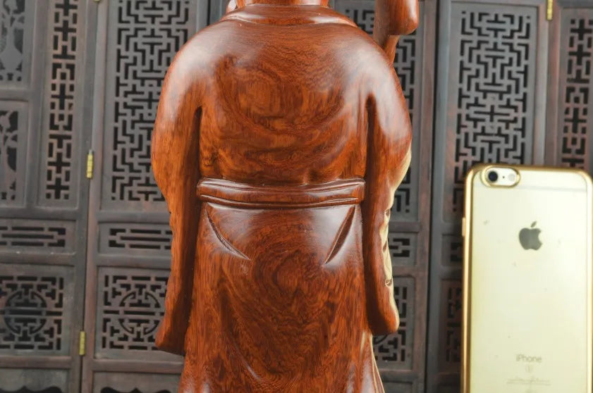 Special Offer-HOME family lobby effective mascot # Handmade red pear wood carving the god of longevity Sculpture statue-26CM