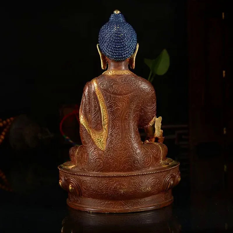 Special Offer  buddha statue # 7 inch # Tibetan Buddhism Medicine Guru Buddha Gold-plated brass statue # HOME Talisman