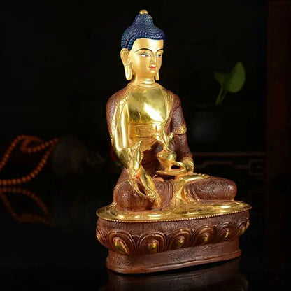 Special Offer  buddha statue # 7 inch # Tibetan Buddhism Medicine Guru Buddha Gold-plated brass statue # HOME Talisman