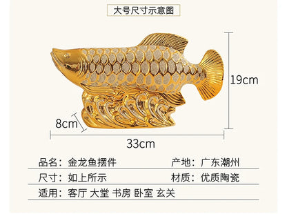 Special Offer home decor store Company SHOP Efficacious Talisman Money Drawing Arowana Gold Dragon Fish FENG SHUI ART statue