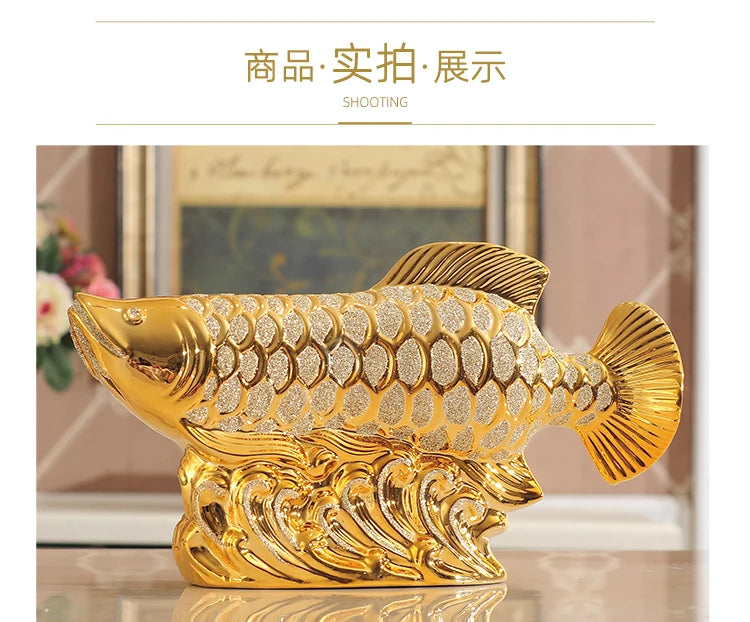 Special Offer home decor store Company SHOP Efficacious Talisman Money Drawing Arowana Gold Dragon Fish FENG SHUI ART statue