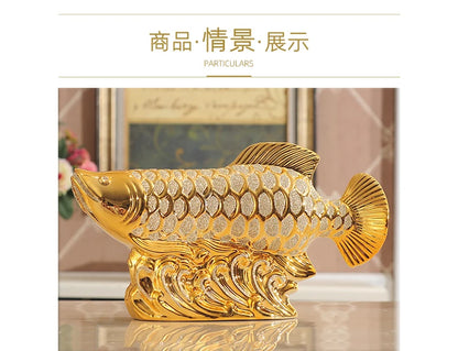 Special Offer home decor store Company SHOP Efficacious Talisman Money Drawing Arowana Gold Dragon Fish FENG SHUI ART statue