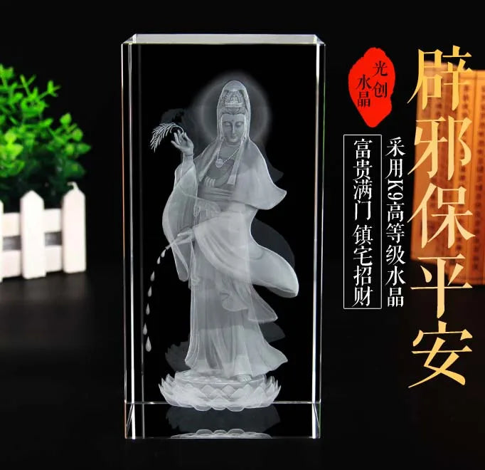Special Offer  large HOME Family 3D crystal Guanyin Avalokitesvara Buddha efficacious bless safe good luck Talisman statue