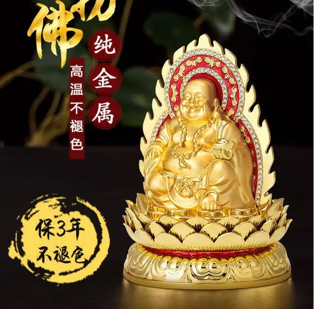 Special Offer # safety GOOD LUCK # Diamond gold Goddess Guanyin bodhisattva God of Wealth Maitreya Buddha copper statue