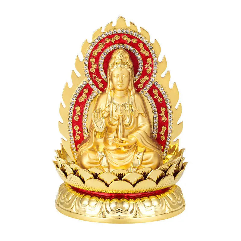 Special Offer # safety GOOD LUCK # Diamond gold Goddess Guanyin bodhisattva God of Wealth Maitreya Buddha copper statue