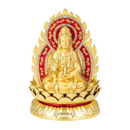 Special Offer # safety GOOD LUCK # Diamond gold Goddess Guanyin bodhisattva God of Wealth Maitreya Buddha copper statue