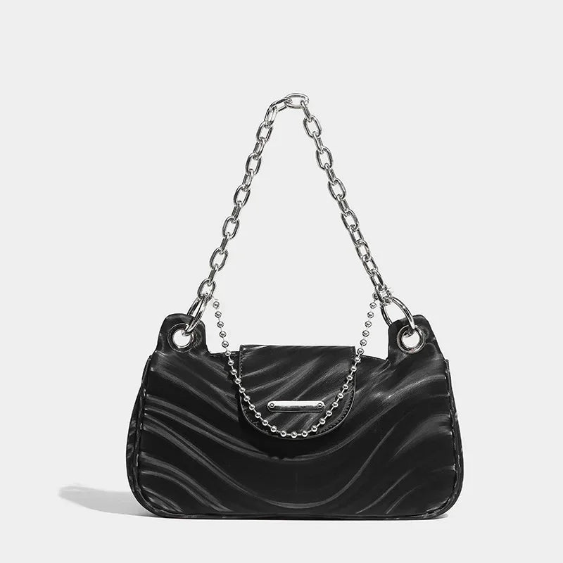 Spectrum Armpit Original Design Y2K Hot Girl Black Silver High-end Messenger Bag chain sweet cool shoulder bag for women