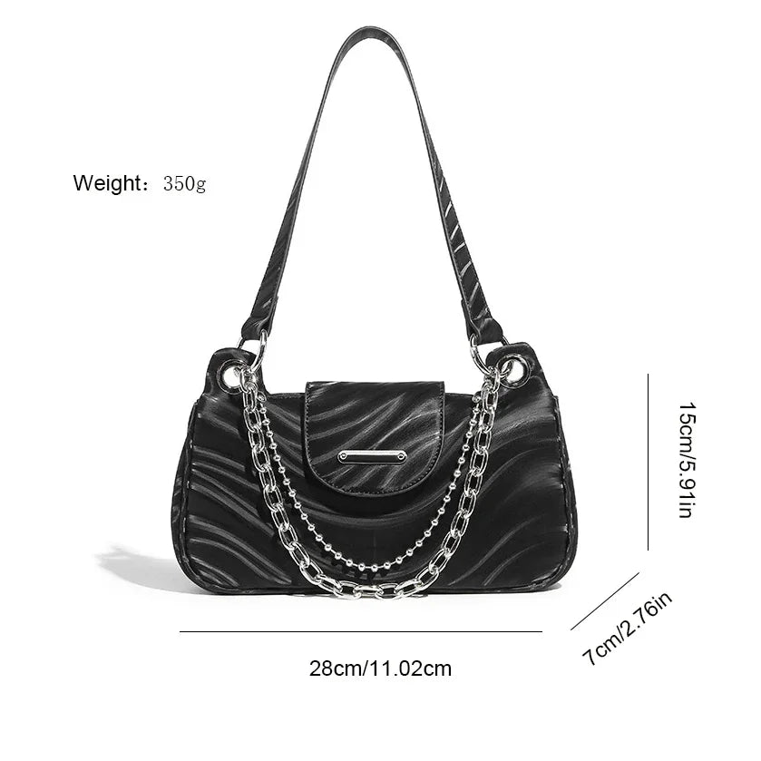 Spectrum Armpit Original Design Y2K Hot Girl Black Silver High-end Messenger Bag chain sweet cool shoulder bag for women