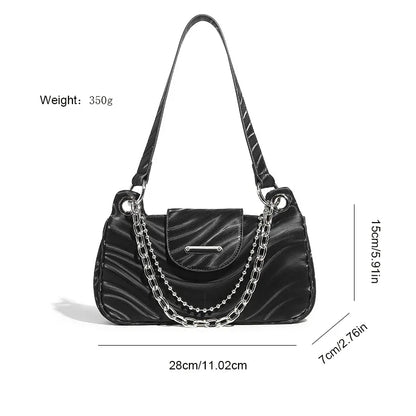 Spectrum Armpit Original Design Y2K Hot Girl Black Silver High-end Messenger Bag chain sweet cool shoulder bag for women