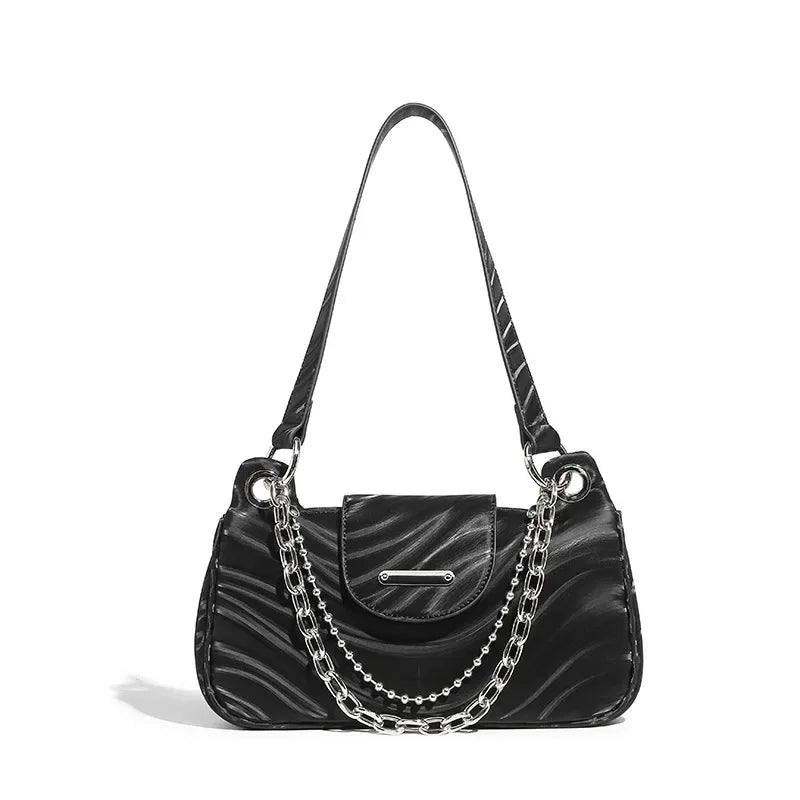 Spectrum Armpit Original Design Y2K Hot Girl Black Silver High-end Messenger Bag chain sweet cool shoulder bag for women