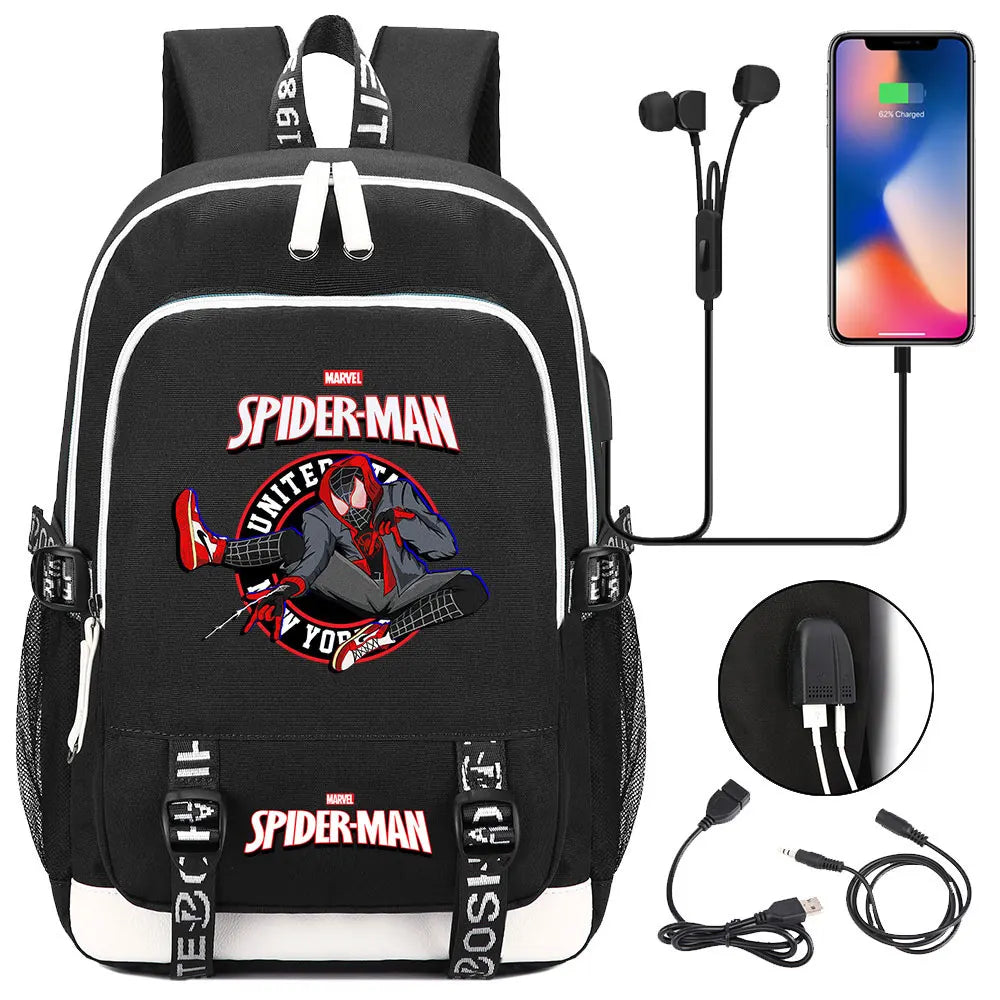 Spiderman USB Boys Girls Kids Book School Bags Teenagers Student Women Men Laptop Travel Backpack