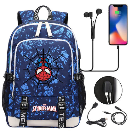 Spiderman USB Boys Girls Kids Book School Bags Teenagers Student Women Men Laptop Travel Backpack