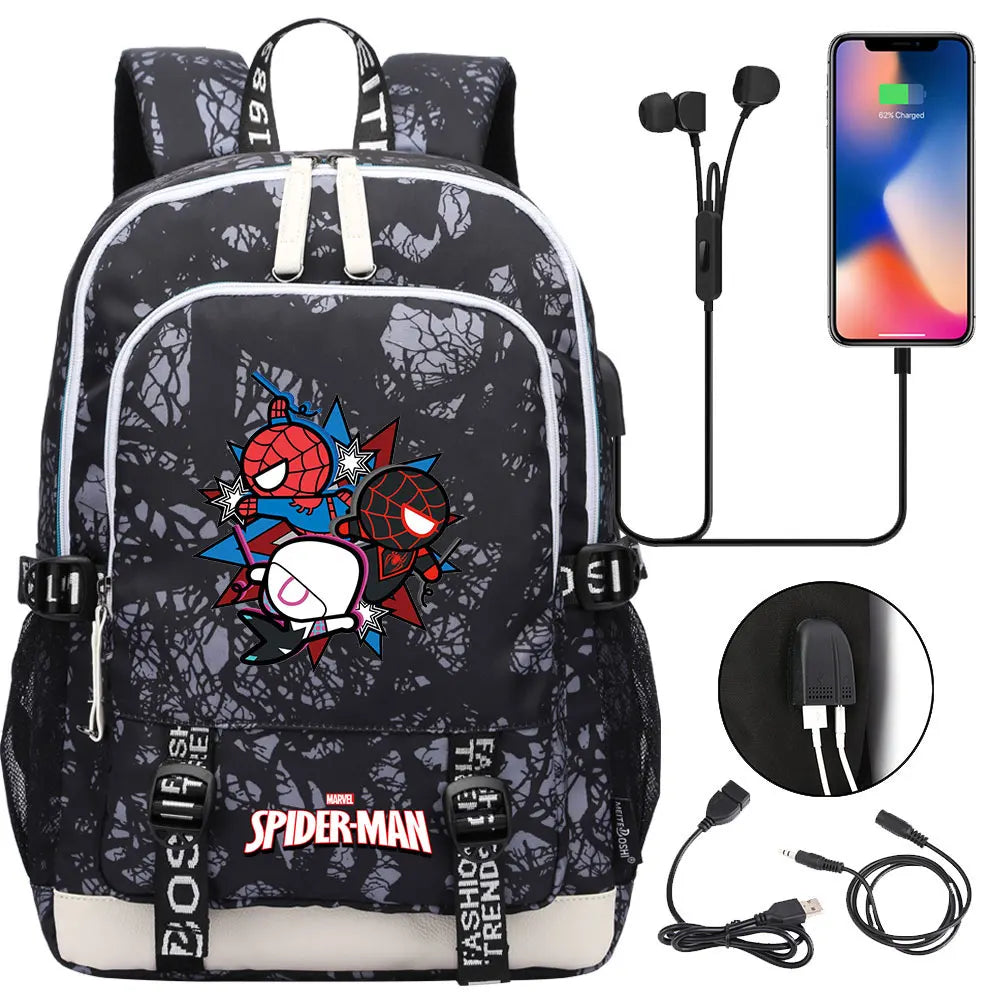 Spiderman USB Boys Girls Kids Book School Bags Teenagers Student Women Men Laptop Travel Backpack