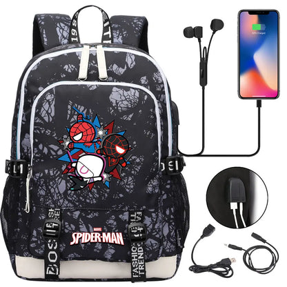 Spiderman USB Boys Girls Kids Book School Bags Teenagers Student Women Men Laptop Travel Backpack