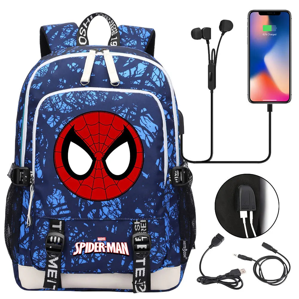 Spiderman USB Boys Girls Kids Book School Bags Teenagers Student Women Men Laptop Travel Backpack